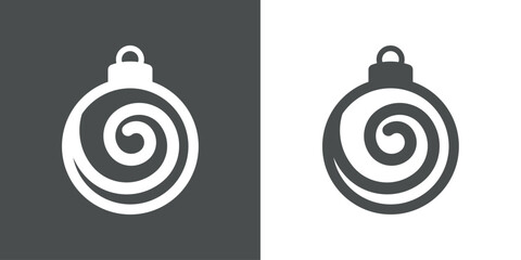 Tiempo de Navidad. Logo con silueta de bola de navidad con línea con forma de remolino para su uso en tarjetas y felicitaciones © teracreonte