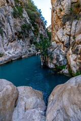 The Algar Springs, a river with crystal-clear waters near Altea and Benidorm in Spain