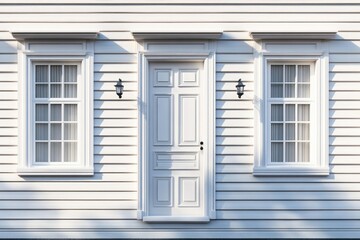 Fototapeta premium A small white house with a white door and windows, perfect for illustrations, advertisements, or property listings