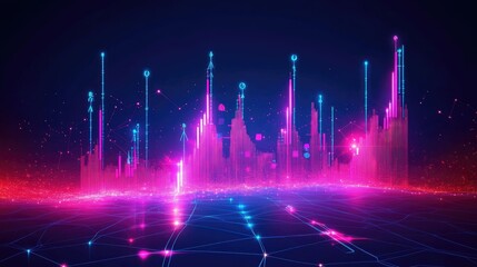 Abstract Digital Landscape with Vibrant Color Spectrum