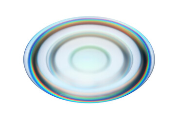 Abstract glass disk with iridescent light refractions
