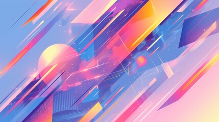 Vibrant abstract art featuring dynamic shapes, vivid colors, and geometric patterns in a harmonious blend.