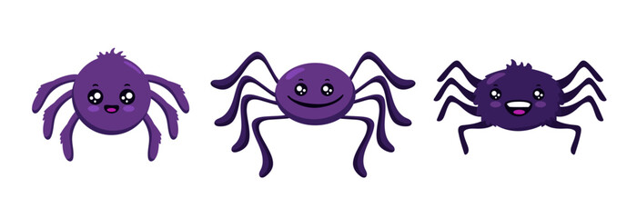 Funny cartoon spider with a friendly smile, large eyes, and a lively look, great for kid friendly, nature-inspired decorations or humorous comics.