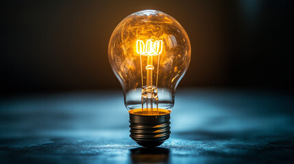 A glowing light bulb illuminating a dark space, showcasing brilliant light.