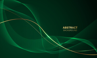 Abstract green gold light luxury wave curve with blank space for text place design modern creative background vector