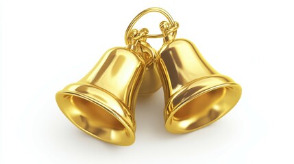 Gold bells 3d isolated on white background