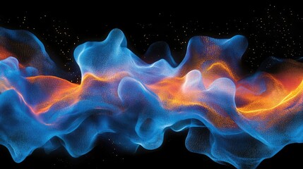 Obraz premium Vibrant Abstract Flowing Waves in Blue and Orange