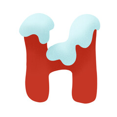 H Alphabet Christmas holiday font. cute letters with snow caps
