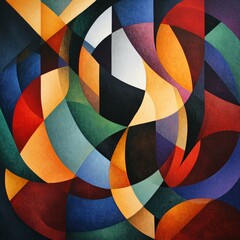 Fototapeta premium Abstract geometric composition with vibrant colors and dynamic shapes.