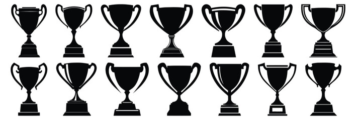 Trophy silhouette set vector design big pack of award illustration and icon
