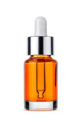 Naklejka premium Serum oil vitamin C pipette dropper bottle isolated on white background. Skin care beauty product