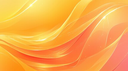 Vibrant orange and yellow abstract waves create a warm and inviting atmosphere.