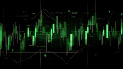 8 bit candlestick green stock chart 