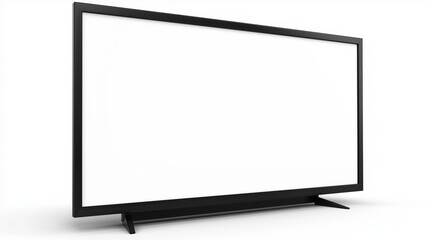 Fototapeta premium Sleek Widescreen TV with Thin Bezel on a White Background for Modern Home Entertainment