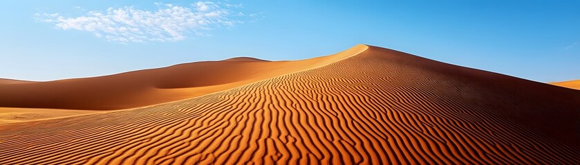 Rippled Sand Dunes Under a Blue Sky