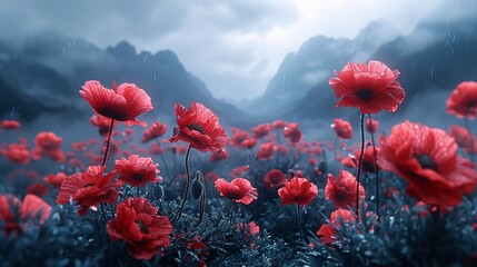 Obraz premium Red poppy as a symbol of memory for the fallen in the war. Suitable for Memorial Day events and historical references