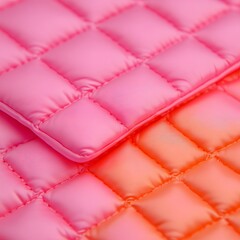 A close-up of colorful padded fabric, showcasing a quilted texture.