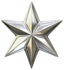 Obraz premium Sleek and silver shiny star isolated on transparent background