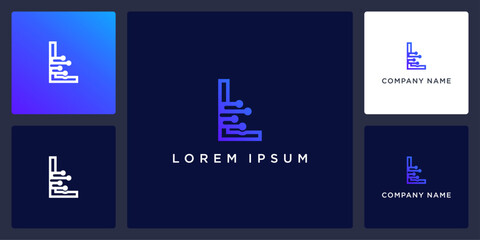 Letter L data technology logo and icon editable vector