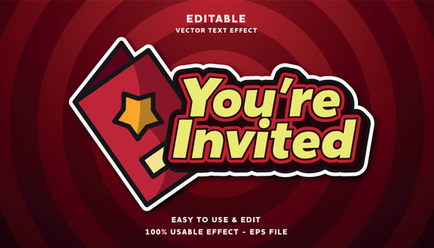 you're invited editable text effect with modern and simple style