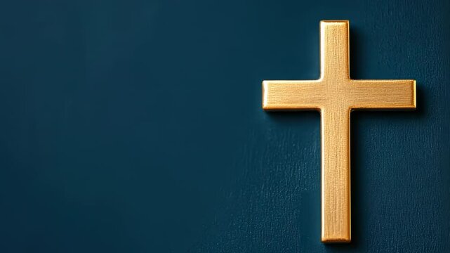 A beautiful gold cross on a dark background, faith, spirituality, and grace.