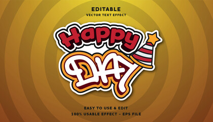 happy day editable text effect with modern and simple style