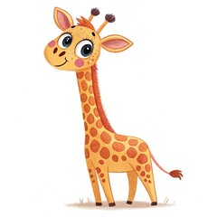 Obraz premium Cute giraffe in cartoon style. Giraffe isolated on white background