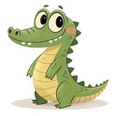 Fototapeta premium Cute crocodile in cartoon style. Crocodile isolated on white background