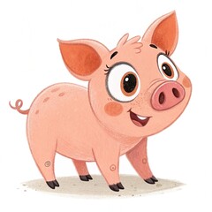 Naklejka premium Cute piglet in cartoon style. Piglet isolated on white background