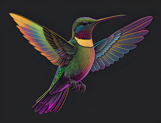 Obraz premium fliegender Kolibri vor schwarzem Hintergrund
