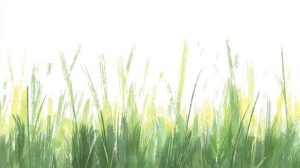 Fototapeta premium Playful Cartoon Grass in Nature Landscape White Background