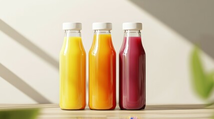Set of 3 Juice Glass Bottle Mockup