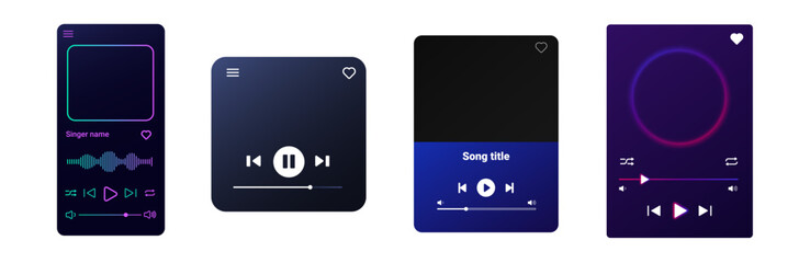 Sleek and modern music player with dark UI, playlist organization, and intuitive buttons for managing songs and albums. Ideal for mobile and web interfaces. © Богдан Скрипник