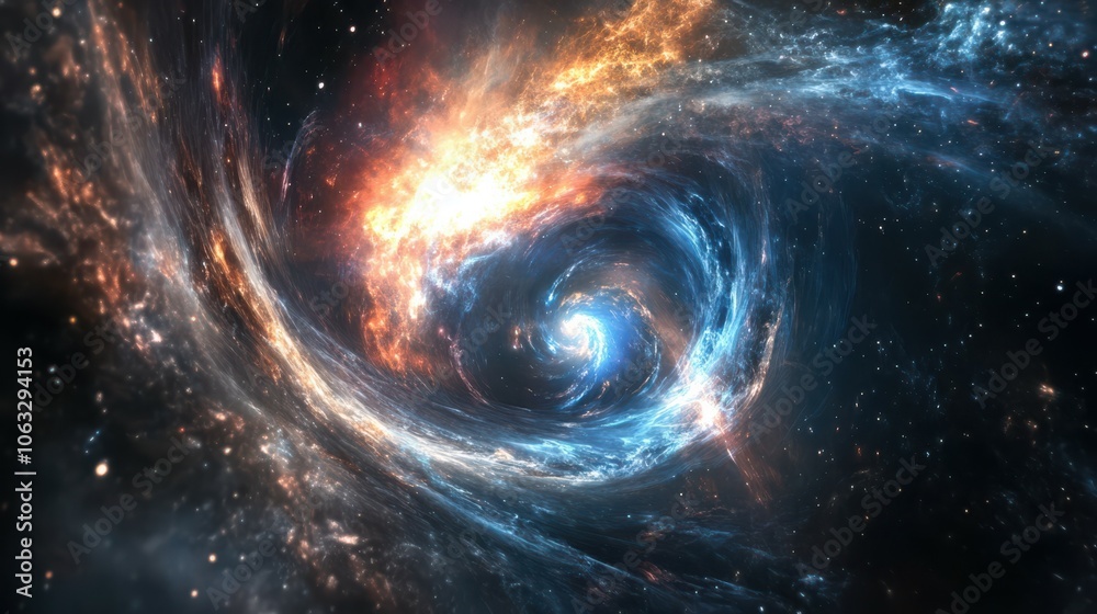 Wall mural spectacular eternal cascade in cosmic space featuring stellar dust and galactic elements