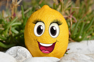 Smiley en forme de citron souriant