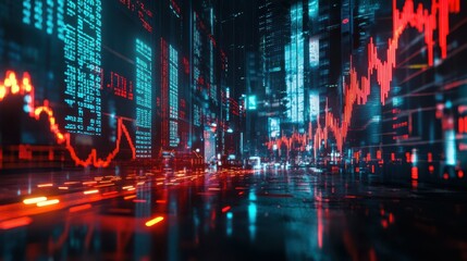 Fototapeta premium Stock market fluctuations abstract concept with statistical data, prices falling, stock market crash, crisis, and inflation rate..