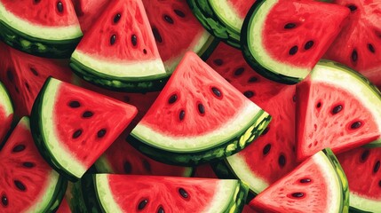 Tasty sliced fresh ripe watermelon fruit