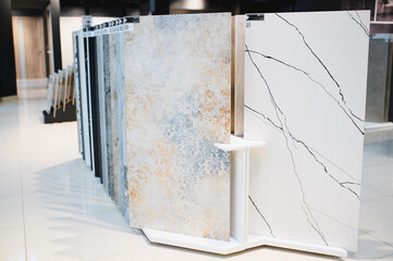 Modern Ceramic tiles Display in the Luxury Shopping Mall. Shopping Mall sell ceramic materials tile
