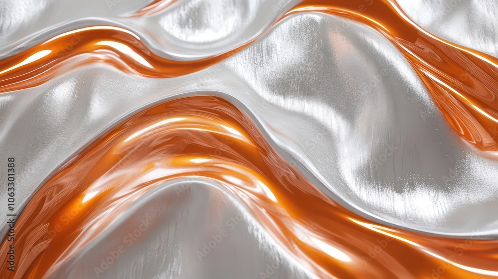 Poster Abstract wavy patterns of silver and gold textures creating a dynamic visual effect.