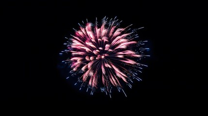 Fototapeta premium A Single Pink and Blue Firework Exploding in the Night Sky