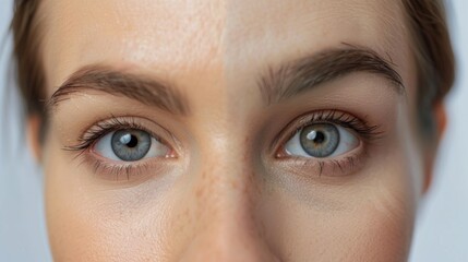 Woman with makeup looking directly at the camera.