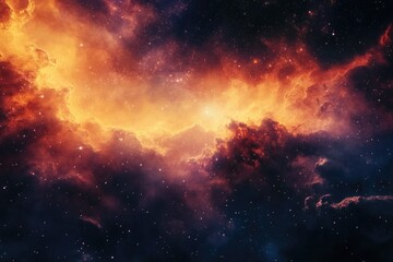 Obraz premium Vibrant nebula in cosmic clouds