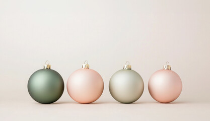 Elegant Christmas ornaments in soft colors create festive atmosphere