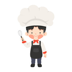 boy with whisk pretending to be chef