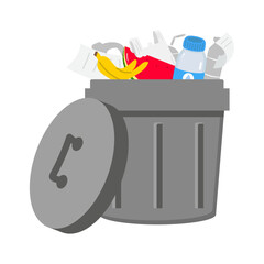 trash can with a lid full of garbage