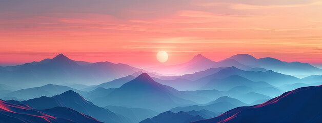 Obraz premium Sunset Mountain Landscape. Nature art.