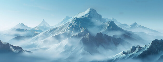 Fototapeta premium Landscape of snowy mountains. Art of nature.