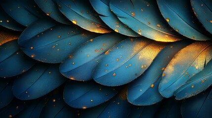 Obraz premium abstract feather pattern, gradient in blue, green and gold colors