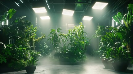 Obraz premium Futuristic Floating Garden in Space Station Interior