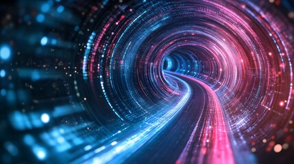 Fototapeta premium A Digital Tunnel of Light and Data